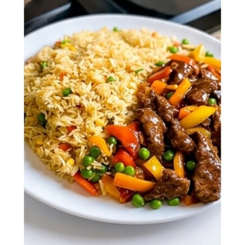 Riz aux Legumes & emaicé de Beufs